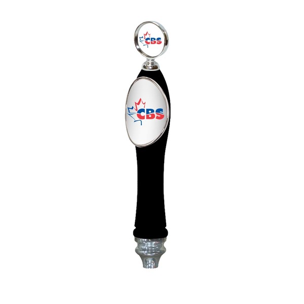 BLK LG-PUB W/SHIELD & ROUND FINIAL (CHR) TAP HANDLE